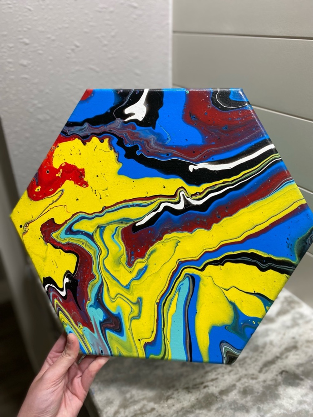 Abstract Hexagonal Canvas Art - Multicolor